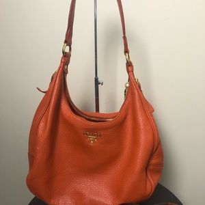 💯Prada Vitello Daino Sacca Bag - Papaya Color